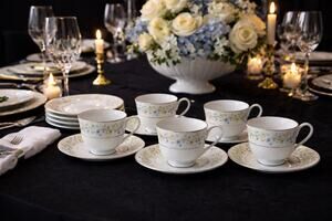Crown Ming Jian Shiang Fine China Tea Cups & Saucers 13 Pc Tea Set